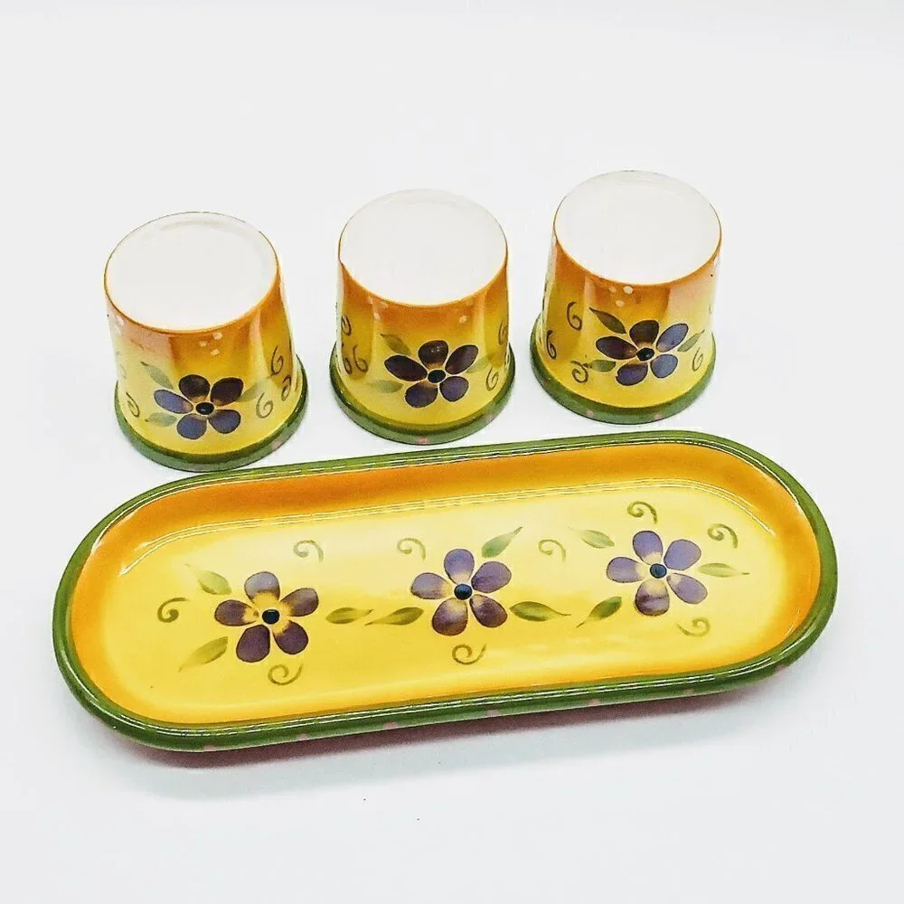 PartyLite Flower Trio Votive Candle Holders Tray